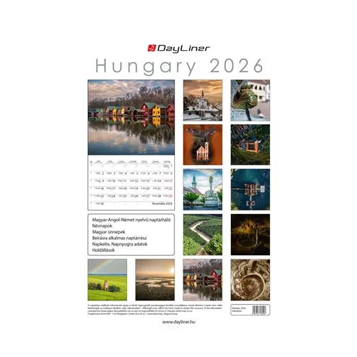 Naptár, fali, DAYLINER, "Hungary"