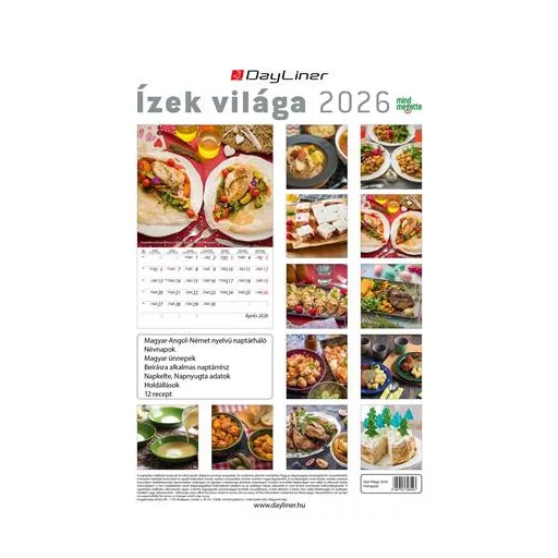 Naptár, fali, DAYLINER "Ízek világa - Mindmegette"