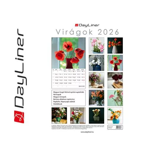 Naptár, fali, DAYLINER, "Virágok"