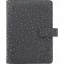 Kalendárium, gyűrűs, betétlapokkal, personal méret, FILOFAX, "Confetti", fekete