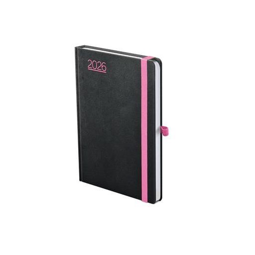 Naptár, tervező, B6, heti, TOPTIMER, "Nero", fekete-pink