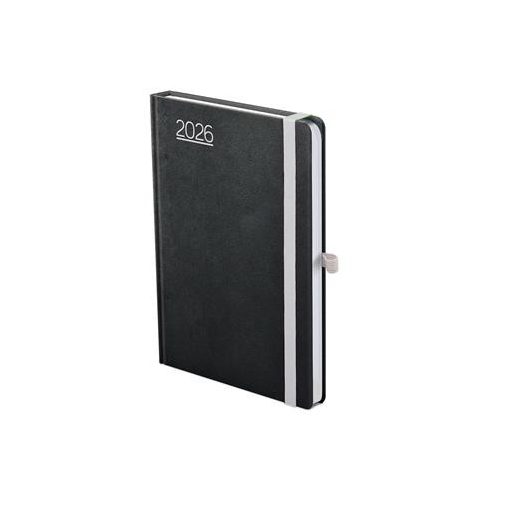 Naptár, tervező, B6, heti, TOPTIMER, "Nero", fekete-szürke