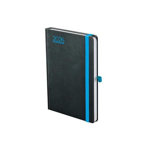 Naptár, tervező, A5, heti, TOPTIMER, "Nero", fekete-kék