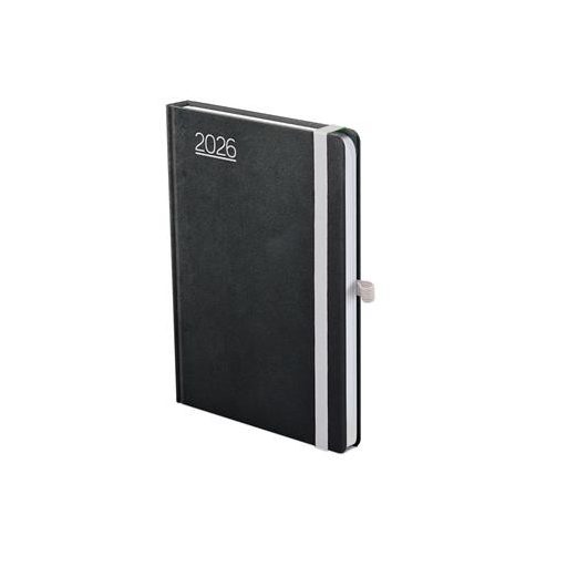 Naptár, tervező, A5, heti, TOPTIMER, "Nero", fekete-szürke