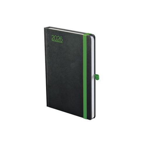 Naptár, tervező, A5, heti, TOPTIMER, "Nero", fekete-zöld