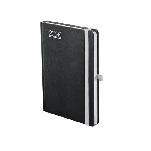 Naptár, tervező, A5, napi, TOPTIMER, "Nero", fekete-szürke