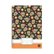   Spirálfüzet, A4, sima, 70 lap, OPTISCHOOL, "Skull"