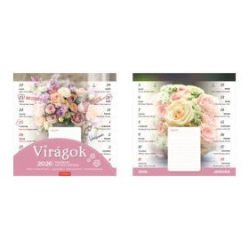 Naptár, fali, mágneses, kétheti, TOPTIMER, virágok