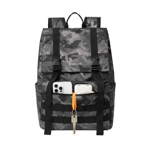 Notebook hátizsák, 15,6", rolltop, 15L, RIVACASE "7621 Sherwood", szürke-terepminta