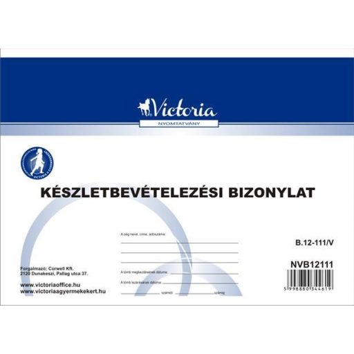 Nyomtatvány, készletbevételezési bizonylat, 25x4, A5, VICTORIA PAPER "B.12-111", 10 tömb/csomag
