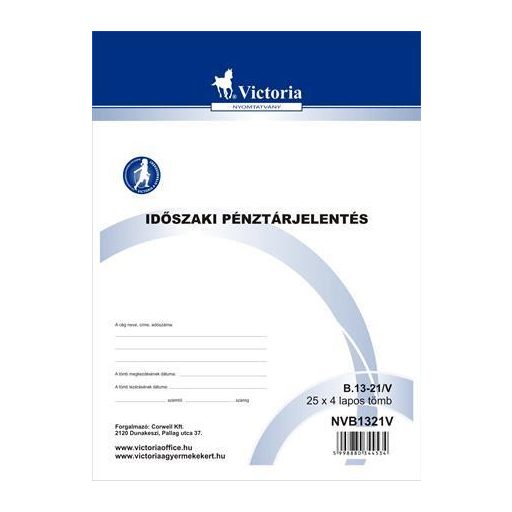 Nyomtatvány, időszaki pénztárjelentés, 25x4, A4, VICTORIA PAPER "B.13-21", 10 tömb/csomag