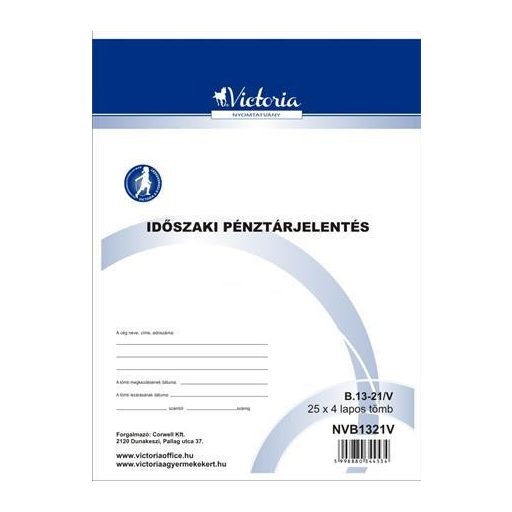 Nyomtatvány, időszaki pénztárjelentés, 25x4, A4, VICTORIA PAPER "B.13-21", 10 tömb/csomag