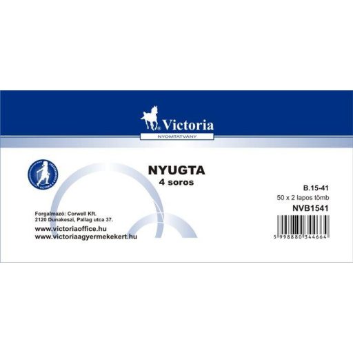 Nyomtatvány, nyugta 4 soros, 50x2, VICTORIA PAPER "B.15-41", 20 tömb/csomag