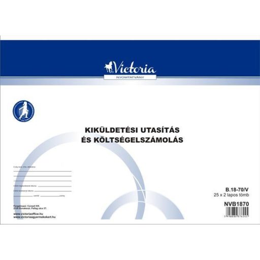 Nyomtatvány, kiküldetési utasítás és költségelszámolás, 25x2, A4, VICTORIA PAPER "B.18-70", 10 tömb/csomag