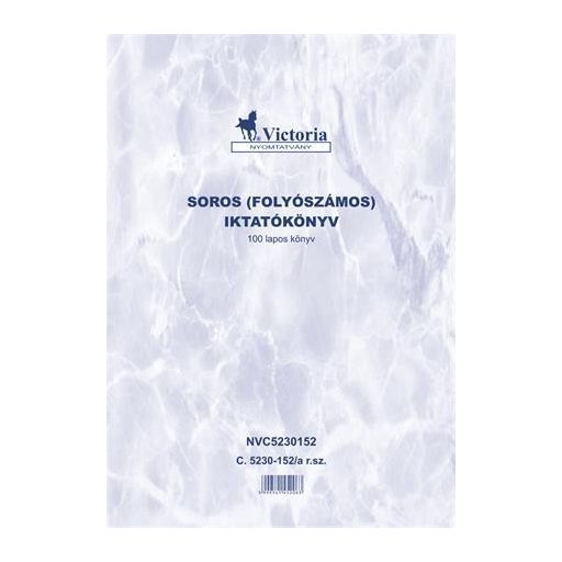 Nyomtatvány, iktatókönyv, 100 lap, A4, VICTORIA PAPER "C.5230-152"