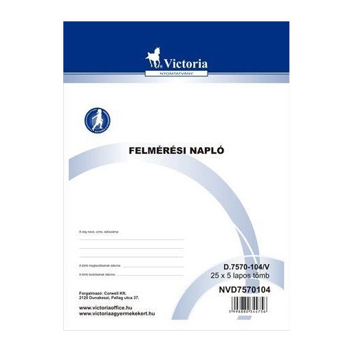 Nyomtatvány, felmérési napló, 25x5, A4, VICTORIA PAPER "D.7570-104", 10 tömb/csomag