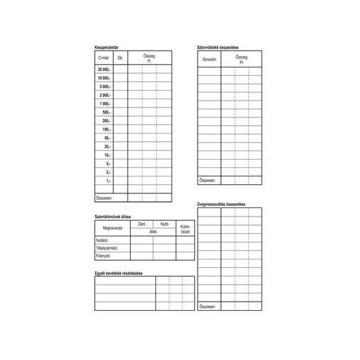 Nyomtatvány, pénztárelszámolás, 25x2, A5, VICTORIA PAPER "DF-200/d", 10 tömb/csomag