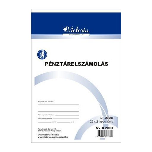 Nyomtatvány, pénztárelszámolás, 25x2, A5, VICTORIA PAPER "DF-200/d", 10 tömb/csomag
