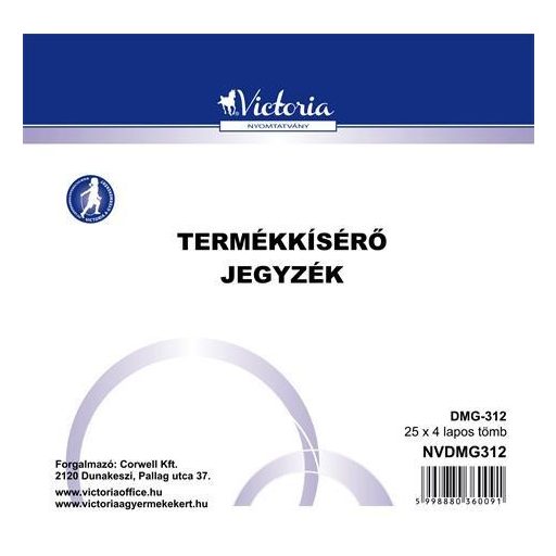 Nyomtatvány, termékkísérő jegyzék, 25x4, VICTORIA PAPER "DMG 3-12", 10 tömb/csomag