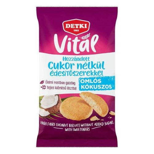 Keksz DETKI Édes kókuszos keksz hozzáadott cukor nélkül, édesítőszerekkel 180 g