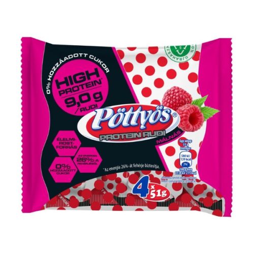 Tejdesszert Pöttyös Rudi 4*51g Proteines Málnás