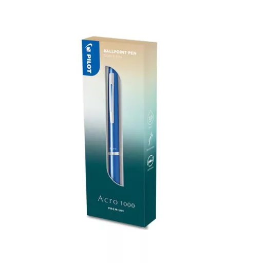 Golyóstoll, 0,32 mm, nyomógombos, metálkék tolltest, PILOT "Acro 1000", kék