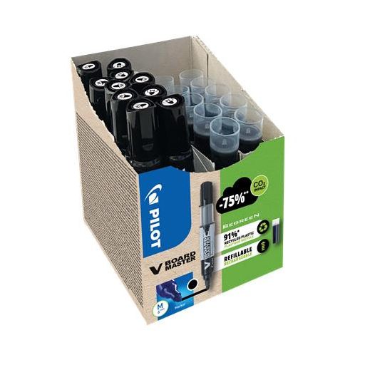 Táblamarker, 2,3 mm, kúpos, PILOT "V-Board Master, Bonus Pack", fekete + betét