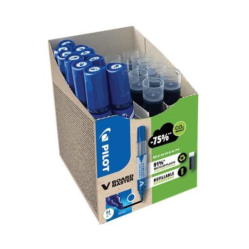 Táblamarker, 2,3 mm, kúpos, PILOT "V-Board Master, Bonus Pack", kék + betét