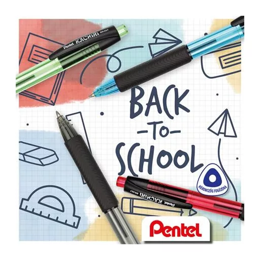 Golyóstoll, 0,35 mm, nyomógombos, PENTEL "Kachiri BK457", kék
