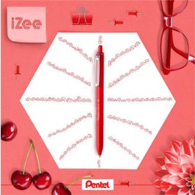   Golyóstoll, 0,35 mm, nyomógombos, PENTEL "iZee", piros