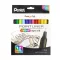 Tűfilc készlet, 0,4 mm, PENTEL "Pointliner", 12 különböző szín