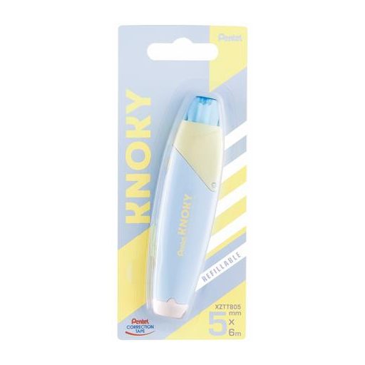Hibajavító roller, 5 mm x 6 m, utántölthető, PENTEL "Knoky", kék-sárga