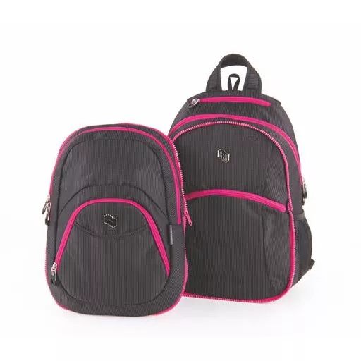 Hátizsák, 2in1, notebook tartóval és audió csatlakozóval, PULSE "Teens", pink-fekete