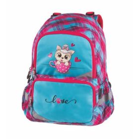   Hátizsák, anatómiai, PULSE "Anatomic Kitty Love", világoskék-rózsaszín