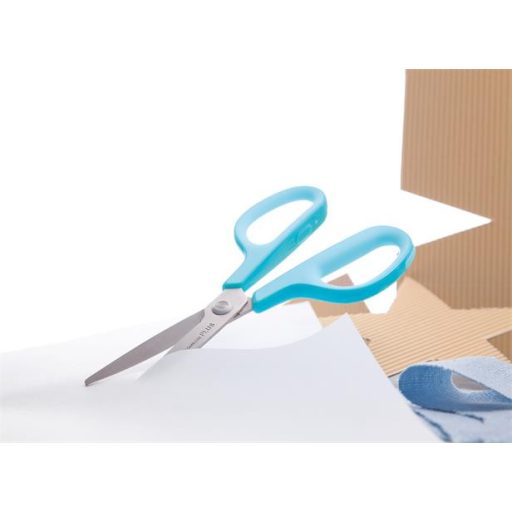 Olló, általános, 17,5 cm, PLUS "Fitcut Curve", világoskék