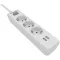 Elosztósor, 3 csatlakozóaljzat, 2xUSB-A, 2 m kábel, PHILIPS, fehér