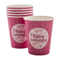   Pohár, papír, "Boldog Születésnapot", rózsaszín