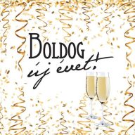   Szalvéta, 3 rétegű, 33 x 33 cm, "Boldog Új évet"