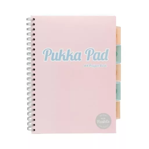 Spirálfüzet, A4, vonalas, 100 lap, PUKKA PAD "Pastel project book", vegyes szín