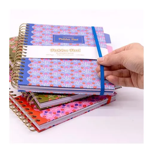 Spirálfüzet, B5, vonalas, 100 lap, PUKKA PAD "Floral Project Book", vegyes minta
