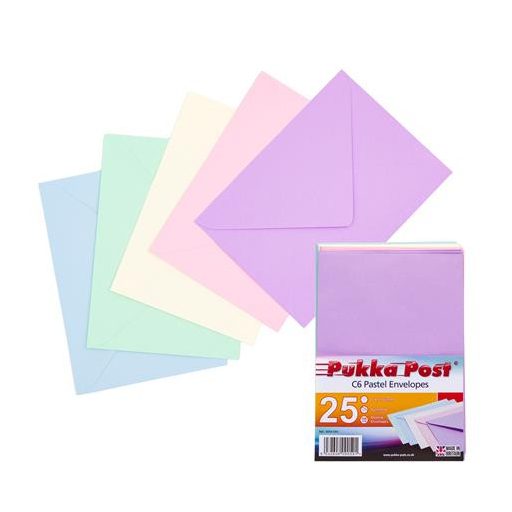 Boríték, C6, szilikonos, PUKKA PAD "Pastel", vegyes színek