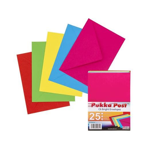 Boríték, C6, szilikonos, PUKKA PAD "Bright", vegyes színek