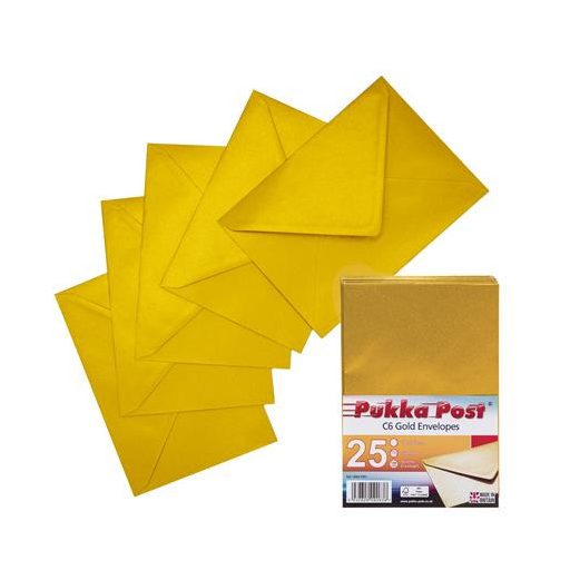 Boríték, C6, szilikonos, PUKKA PAD "Gold", arany