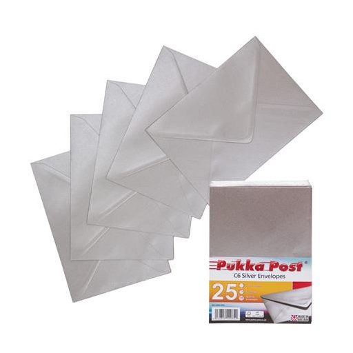 Boríték, C6, szilikonos, PUKKA PAD "Silver", ezüst