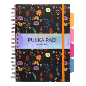   Spirálfüzet, B5, vonalas, 100 lap, PUKKA PAD "Project Book Bloom", vegyes minta