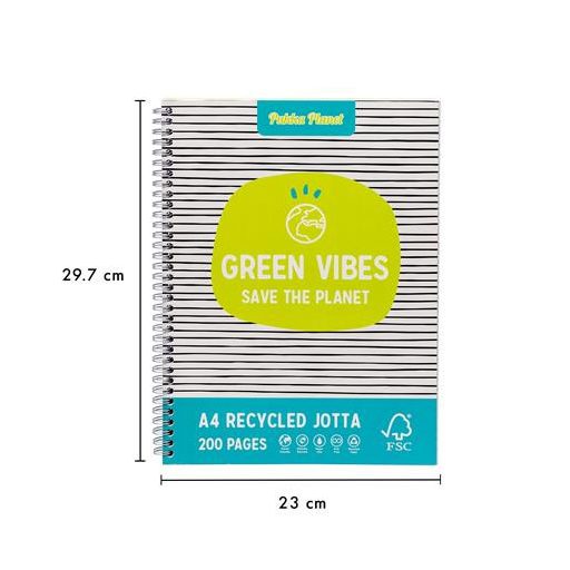 Spirálfüzet, A4+, vonalas, 100 lap, PUKKA PAD "Planet Jotta", vegyes szín