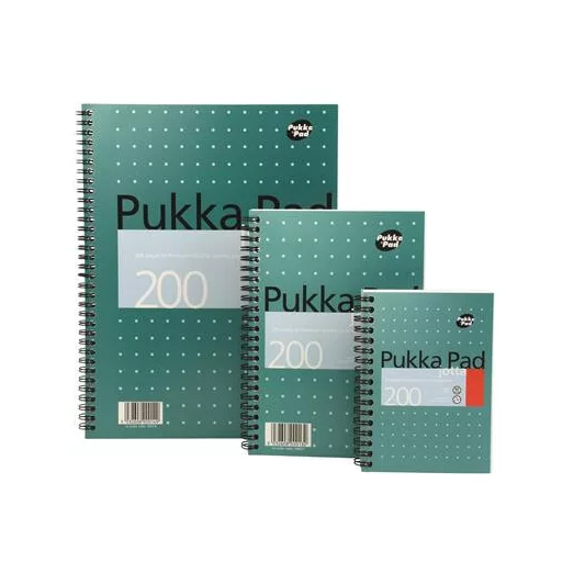 Spirálfüzet, A4+, kockás, 100 lap, PUKKA PAD, "Metallic Jotta"
