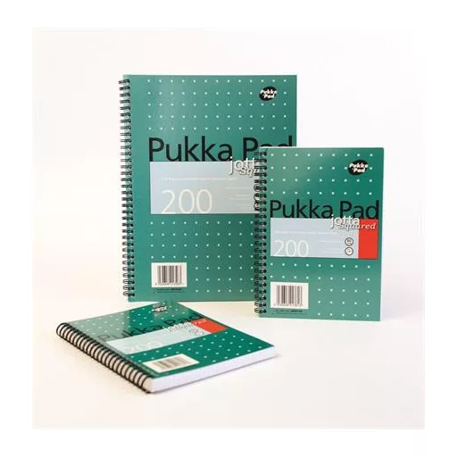 Spirálfüzet, A4+, kockás, 100 lap, PUKKA PAD, "Metallic Jotta"
