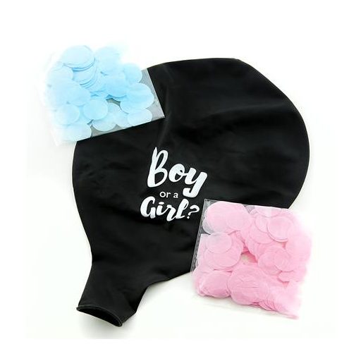 Léggömb, 91 cm, PUKKA PAD "Boy or a Girl", konfettivel