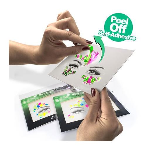 Arc ékszer készlet, öntapadó, UV fényben fluoreszkáló, "Glow in the dark", neon színek